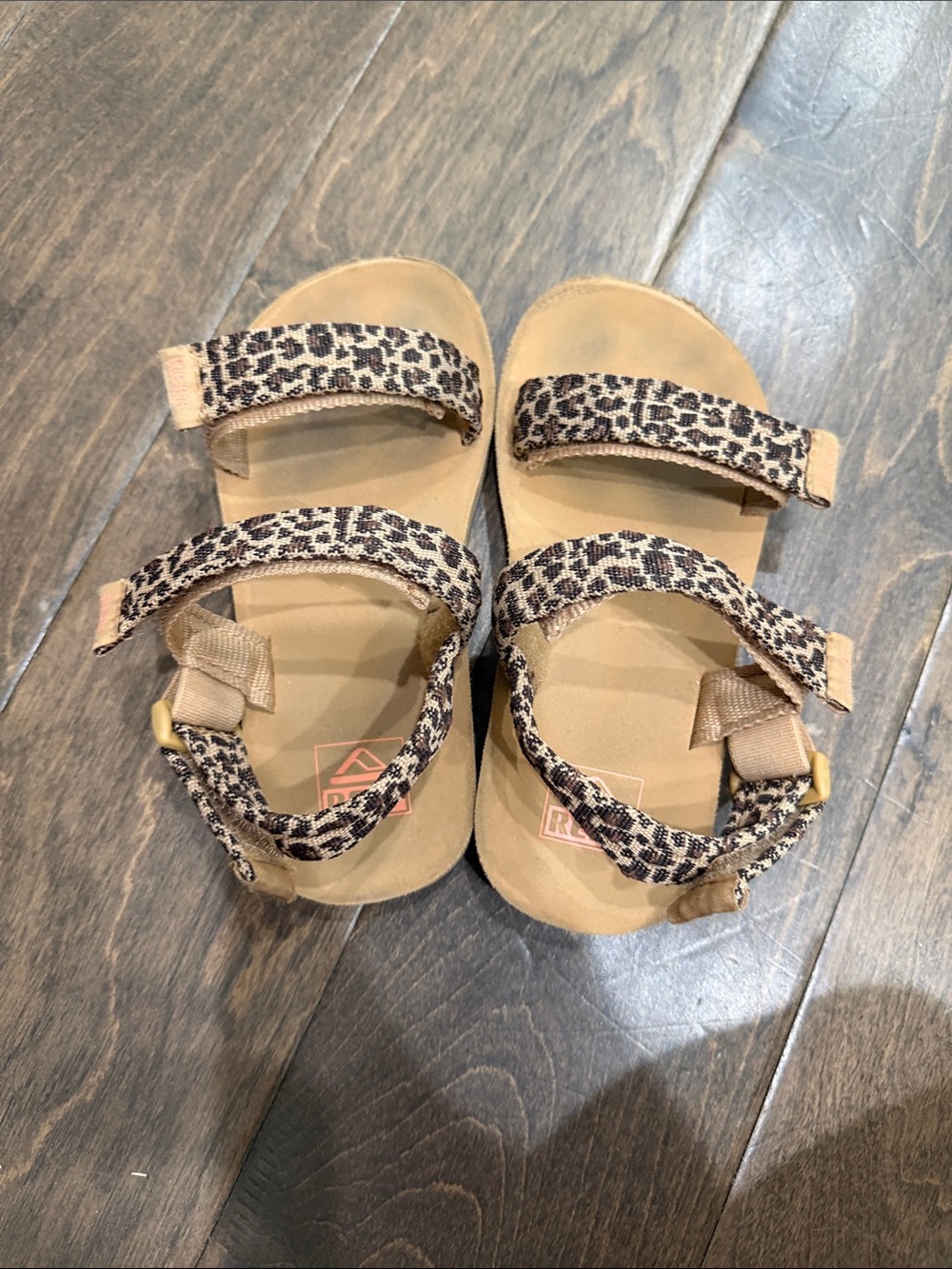 Reef Kids Leopard Print Adjustable Sandals